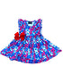 Bowtism Girls Floral July 4th Summer Ruffle Dress with Matching Bow - Bowtism